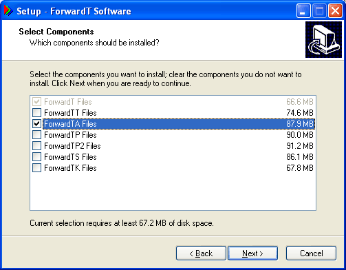 Forward TA components selection