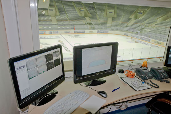 Workplace of video replays referee
